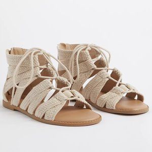 WOVEN LACE-UP GLADIATOR - BEIGE 8.5ww